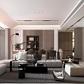 Modern Living Dining Room Interior Design With White Sofa TV And Floor Lamp