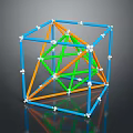 3D Geometric Structure Made Of Blue Orange Green Rods And White Connectors