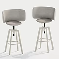 Light Gray Upholstered Bar Stools with Backrest and Modern Metal Legs Design