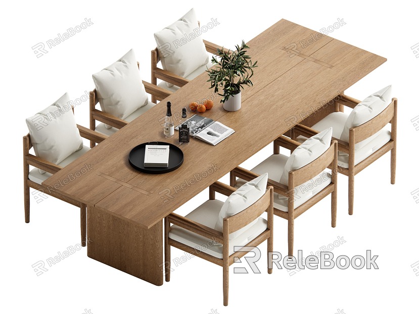 Log wind dining table and chair combination model