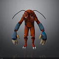 Red Character Design With Blue Limbs Antennae And Clawed Feet 3D Stylized Creature 3d model