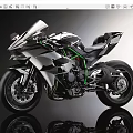 Sporty Modern Motorcycle With Aerodynamic Body Green Frame And Black Alloy Wheels