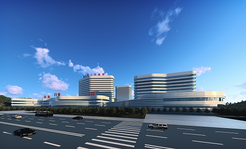 Modern Hospital Building People's Hospital 3d model