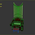 Antique Wooden Pipe Organ With Tall Pipes Keyboard And Red Stool