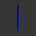 Blue Pencil Standing Upright on Gray Gradient Background with Reflection at the Bottom 3d model