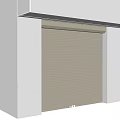 Brown Roller Shutter Security Door Installed On White Building Wall With Overhang 3d model