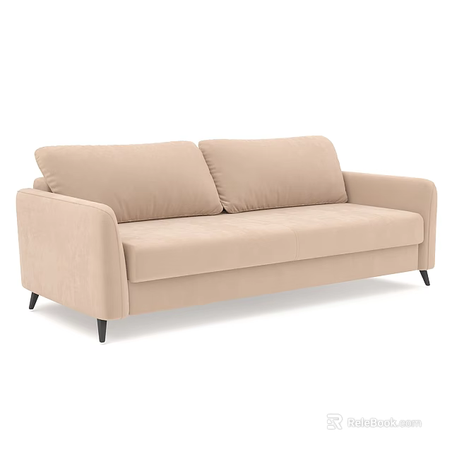 Modern Beige Multi Seat Sofa with Sleek Design and Black Legs 3d model
