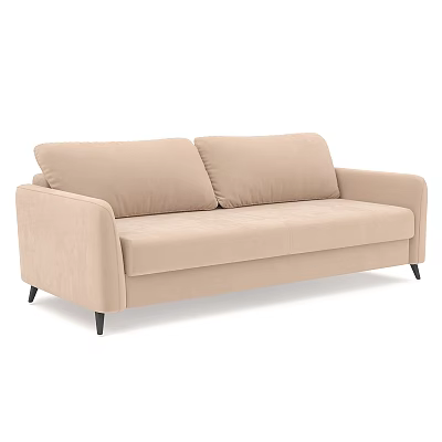 Modern Beige Multi Seat Sofa with Sleek Design and Black Legs 3d model