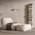Modern Lazy Sofa Foot Floor Lamp Simple Bookshelf 3d model