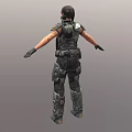 Female Game Character In Tactical Gear With Vest Knee Pads And Outstretched Arms