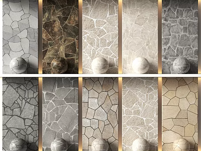 Various Patterned Floor Tiles With Natural Stone Textures And Colorful Designs 3d model
