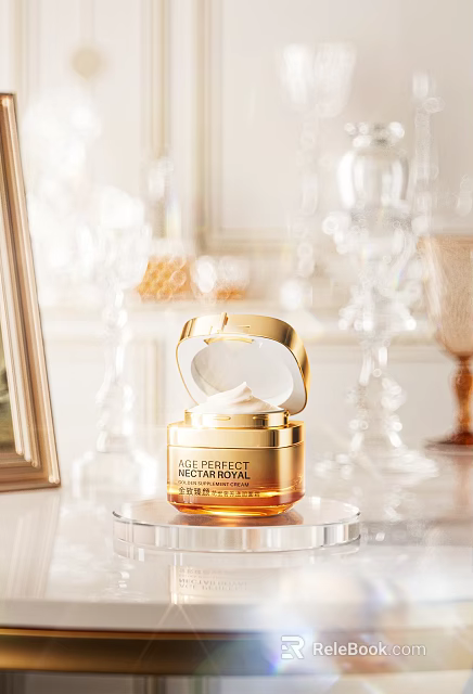 Luxurious Golden Jar Face Cream In Elegant Setting 3d model