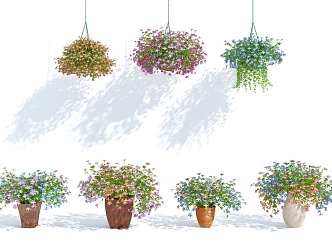 Modern hanging basket potted hanging basket 3d model