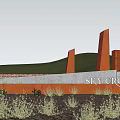 Orange Landscape Wall At Sky Crossing With Purple Sky And Desert Plants