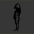 3D Render Of Gorilla Model Standing With Arms Outstretched On Gray Background 3d model