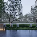 Modern Garden Landscape Design With Pavilion Trees Water Feature And Lush Greenery