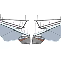Modern Ceiling Design with Geometric Metal Framework and Transparent Panels and Integrated Lighting