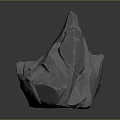 Gray Decorative Stone With Mountain Like Shape And Textured Surface On Dark Background