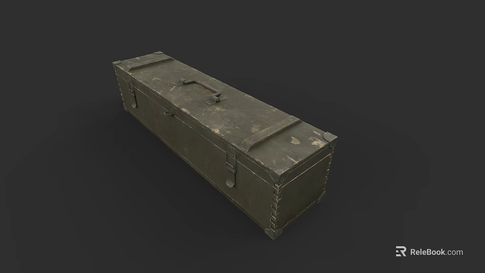 Vintage Military Weapon Storage Case With Metal Construction And Secure Handle 3d model 