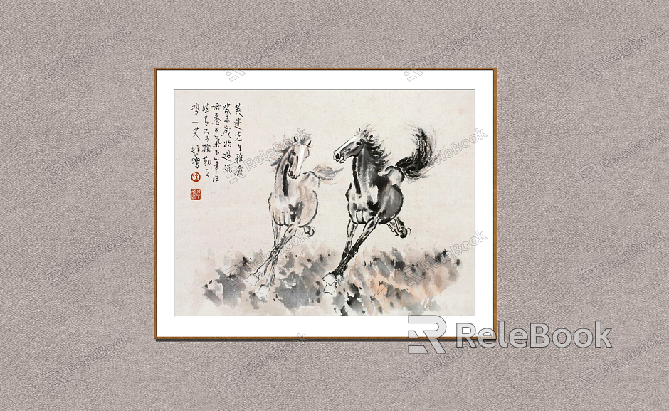 New Chinese Animal Painting Xu Beihong Double-running Figure model