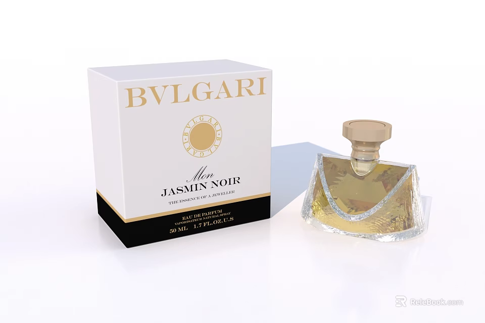BVLGARI JASMIN NOIR Luxury Perfume Bottle With Elegant Cosmetics Packaging Design 3d model 