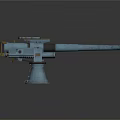 Blue Military Cannon With Long Barrel Mounted On Rotating Base And Sighting Device
