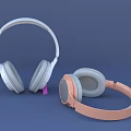 High Quality Over Ear Headphones Audio With White And Pink Design For Music Enthusiasts