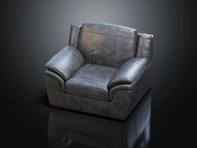 Modern Grey Leather Single Seater Sofa With Comfortable Armrests And Elegant Design 3d model