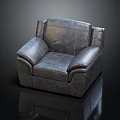 Modern Grey Leather Single Seater Sofa With Comfortable Armrests And Elegant Design 3d model