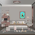 Cozy Kids Room Interior Design With Bed Pillows Decorative Painting Shelves And Toys