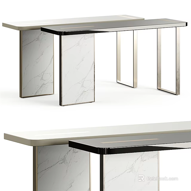 Modern Console Table With Marble Top And Sleek Metal Legs Interior Design 3d model 