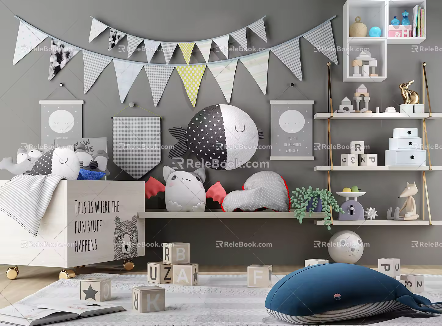 Modern toy children's toy ornaments doll display combination 3d model