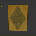 Black Metal Door Knocker With Lion Head Design On Wooden Background And Intricate Carvings