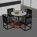 Middle Ancient Dining Table Middle Ancient Style Table and Chair Combination Ornaments Combination Sideboard with Plants 3d model