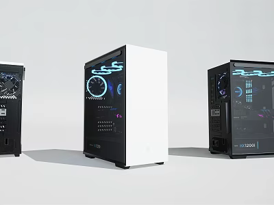 Sleek PC Cases With Transparent Side Panels RGB Lighting And Diverse Design Styles 3d model