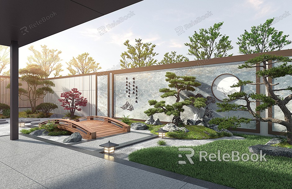 New Chinese Courtyard Courtyard Landscape model