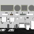 Complete Modern Bathroom Combination With Sinks Toilets Mirrors Faucets And Ceramic Fixtures