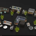 Various Styles Outdoor Sofa with Coffee Tables Plants and Matching Furniture in Outdoor Relaxation Area