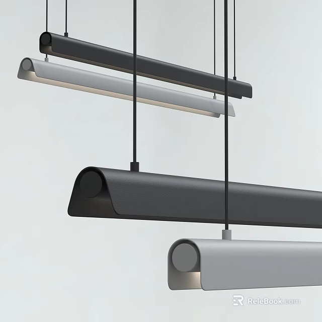 Modern Linear Pendant Lights In Black And Gray For Contemporary Interior Decor 3d model