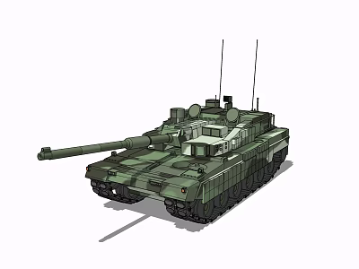 Military Tank With Camouflage Paint Main Gun Barrel Antenna And Tracks Design 3d model