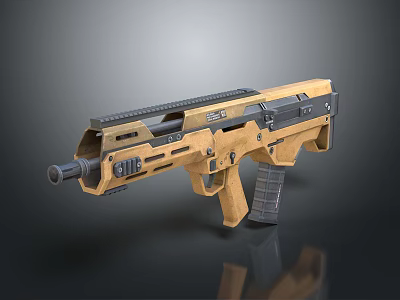 Futuristic Tactical Rifle With Tan And Black Finish Metallic Body And Ergonomic Grip 3d model
