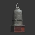 Traditional Musical Instruments and Art Supplies With Bronze Bell Decorative Ring Top Red Wooden Base