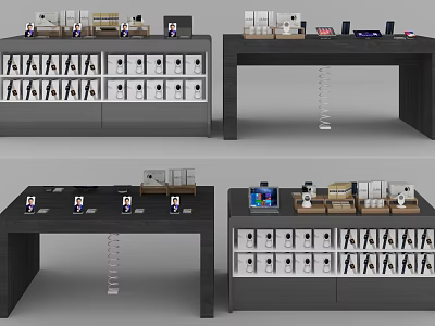 Modern Retail Display Shelves With Organized Electronic Products And Showcases 3d model