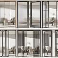 Modern Glass Sliding Doors With Gold And Black Frames For Home Interior Design