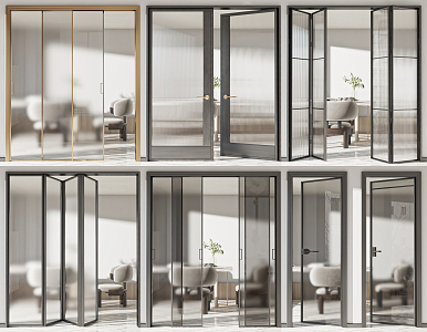 Modern sliding door glass door 3d model