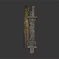 Ancient Stone Archway Decorated With Red Green Fabrics And Hanging Ornaments