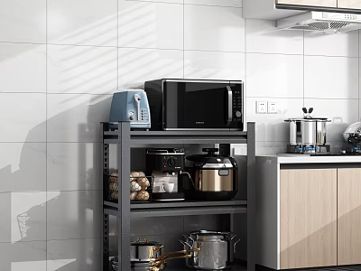 Kitchen Storage Rack for Organizing Toaster Microwave Pots and Cookware in Modern Kitchen 3d model
