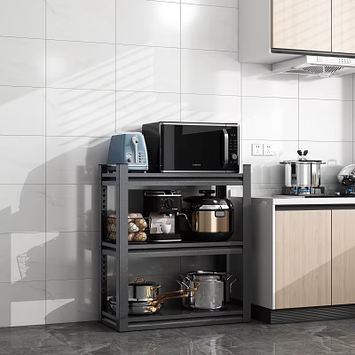 Kitchen Storage Rack for Organizing Toaster Microwave Pots and Cookware in Modern Kitchen 3d model