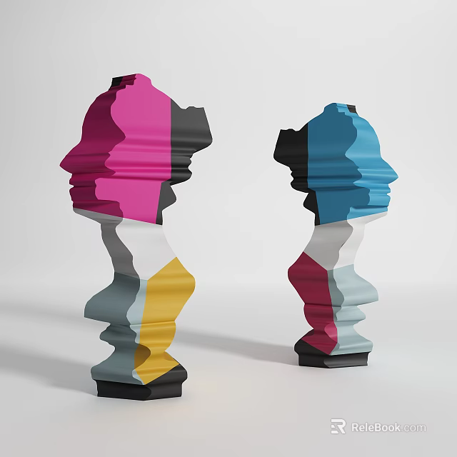 Colorful Abstract Decorative Ornament Set With Geometric Color Blocks Modern Style Home Decor Accents 3d model 