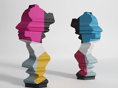 Colorful Abstract Decorative Ornament Set With Geometric Color Blocks Modern Style Home Decor Accents 3d model
